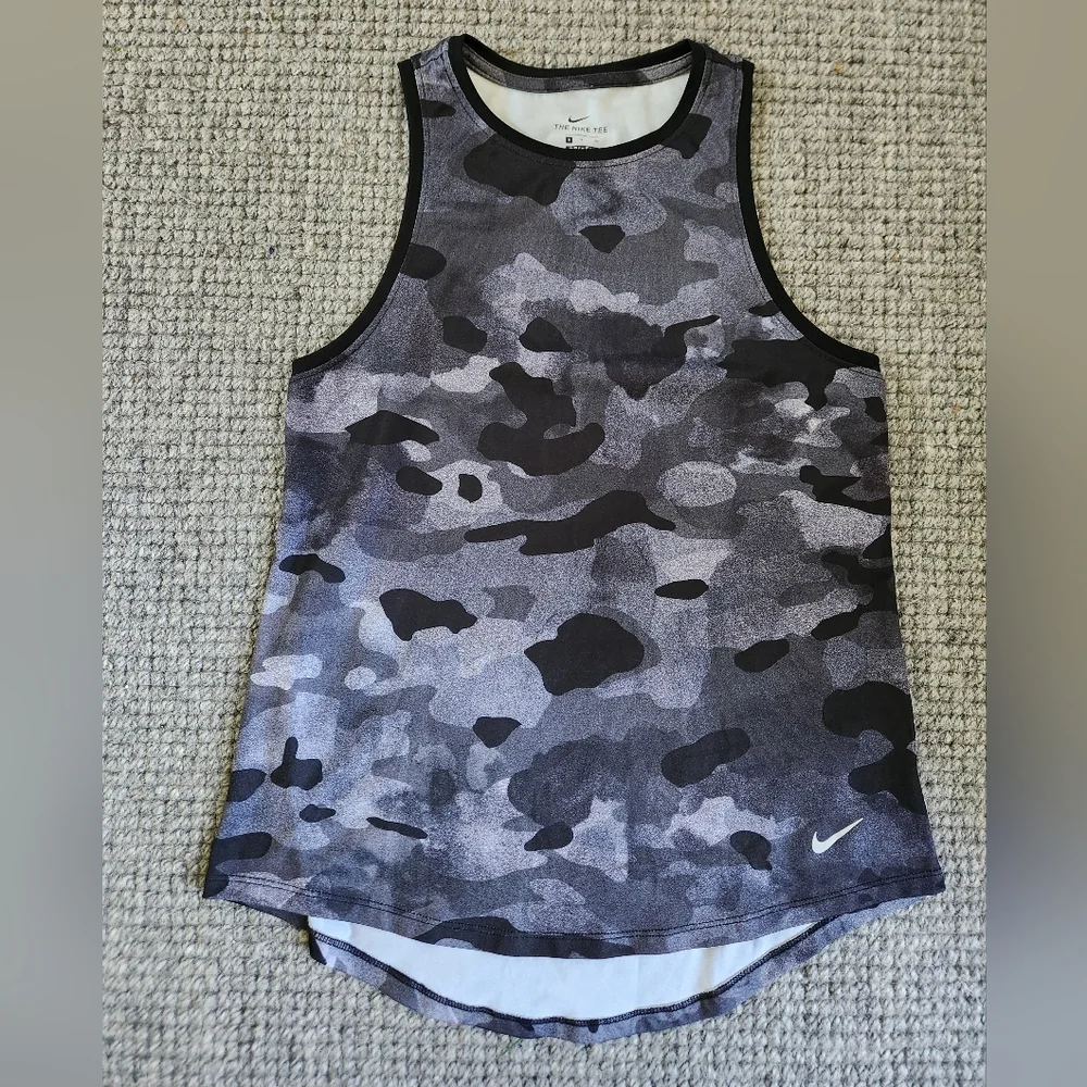 Nike Black & Gray Camo Dri Fit Tank Top, Size S